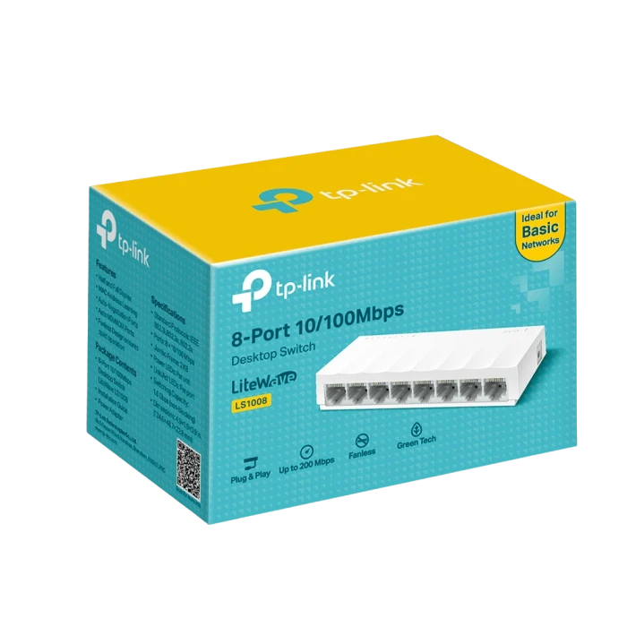 სვიჩი LS1008, TP-Link, 8-Port 10/100Mbps Desktop Switch RJ45 ports