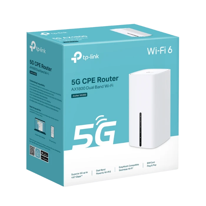 5G Nano SIM უსადენო როუტერი Archer NX200, TP-LINK,  AX1800 Wireless Dual-Band Gigabit Router